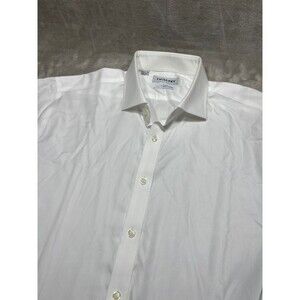 Twillory Non Iron Shirt Men Size 16.5 Large White Safe Cotton Button Long Sleeve